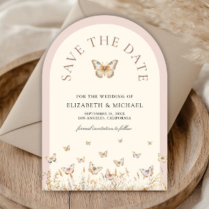 Blush Pink Wildflower Butterfly Arch Photo Wedding Save The Date