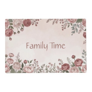Blush Pink Wildflower “Family Time” Placemat