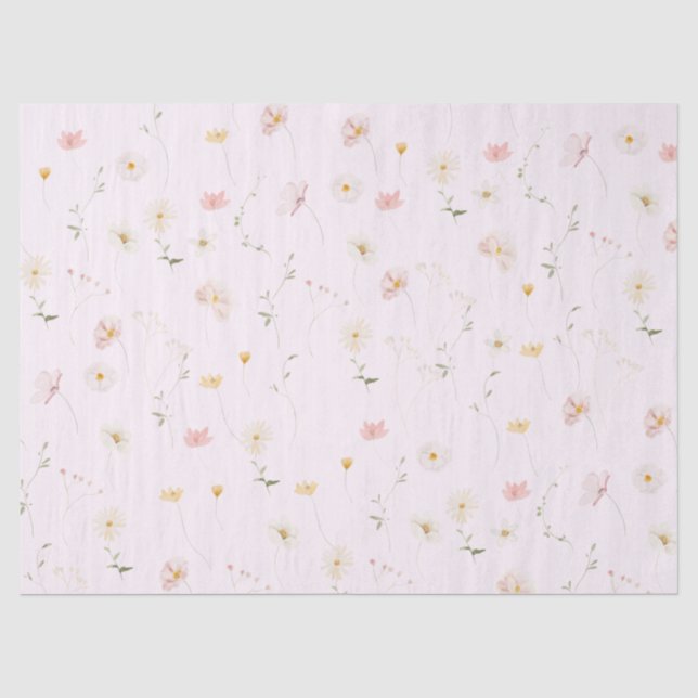 Blush Pink Wildflower Floral Baby in Bloom Tissue Paper (Front)