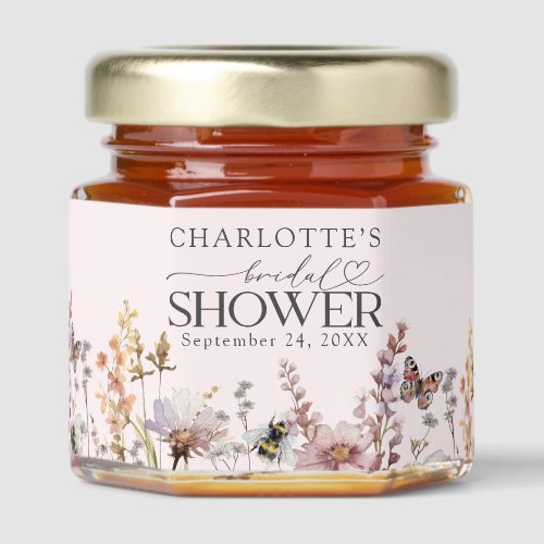 Blush Pink Wildflower Floral Bridal Shower Honey Jar Favors