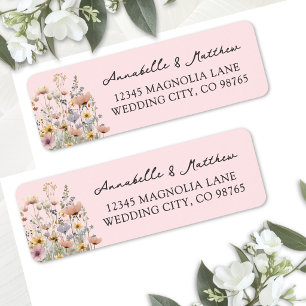 Blush Pink Wildflower Floral Return Address Label