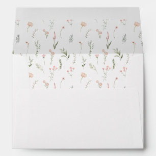 Blush pink wildflower garden wedding envelopes