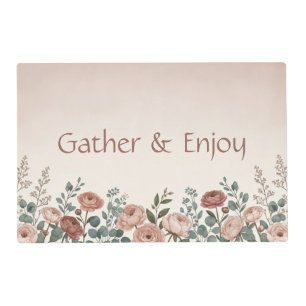 Blush Pink Wildflower “Gather & Enjoy” Placemat