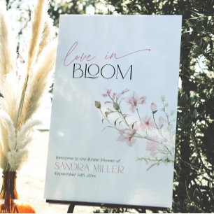 Blush Pink Wildflower Love in Bloom Bridal Welcome Foam Board