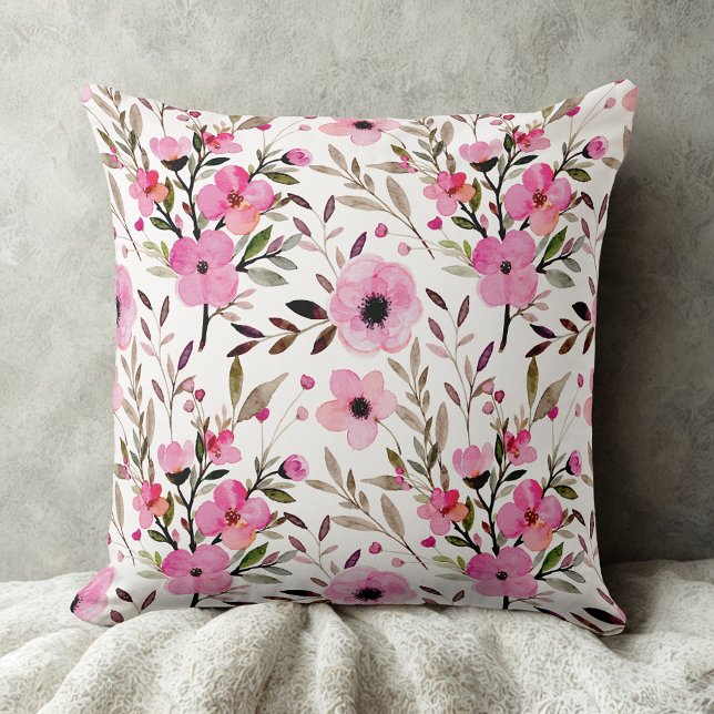 Blush  Pink Wildflower Throw Pillow Farmhouse  (Creator Uploaded)