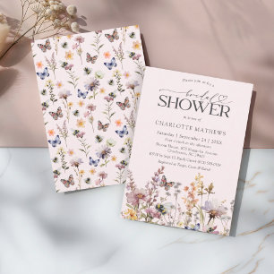 Blush Pink Wildflower Watercolor Bridal Shower Invitation