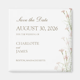 Blush Pink Wildflower Wedding Save the Date Magnet