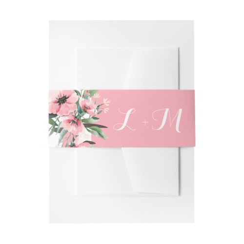 Blush Pink Wildflower White Spring Floral Wedding Invitation Belly Band