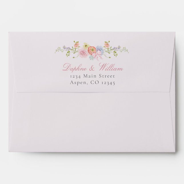 Blush Pink Wildflowers and Bows Envelope (Back (Top Flap))