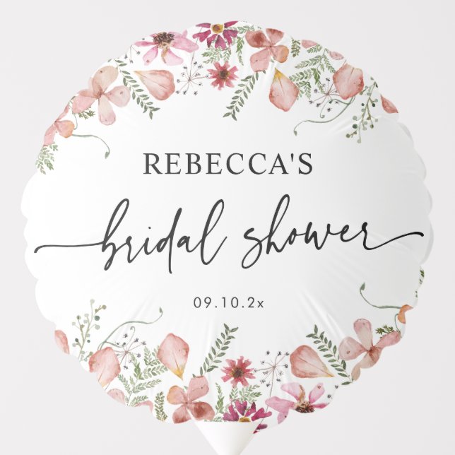 Blush Pink Wildflowers Bridal Shower Balloon (Front)