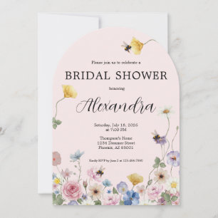Blush Pink Wildflowers Bridal Shower Invitation
