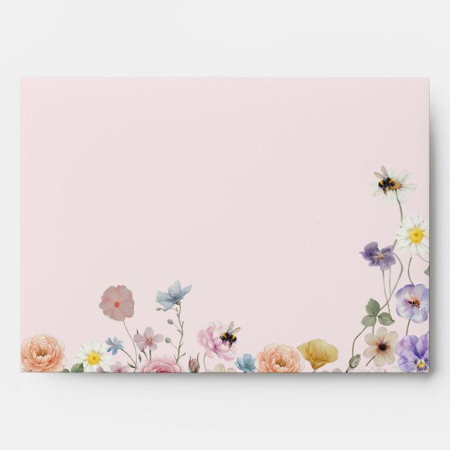 Blush Pink Wildflowers Bridal Shower Invitation Envelope (Front)