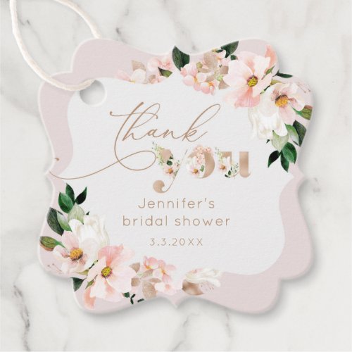 Blush pink wildflowers bridal thank you favor tags