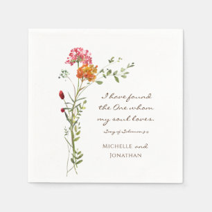 Blush Pink Wildflowers Floral Christian Wedding Napkins