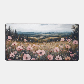 Blush Pink Wildflowers Landscape Desk Mat