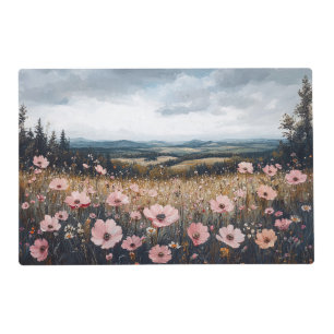 Blush Pink Wildflowers Landscape Placemat
