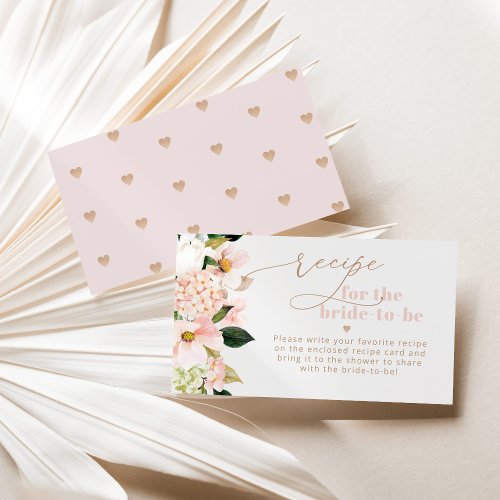 Blush pink wildflowers Recipe for the bride to be Enclosure Card