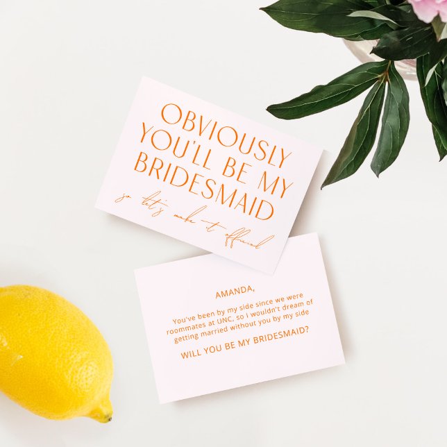 Blush Pink Will You Be My Bridesmaid Proposal Invitation (Creator Uploaded)