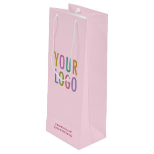 Blush Pink Wine Gift Bag Custom Logo No Minimum