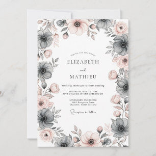 Blush Pink Winsome Botanical Wedding Invitation