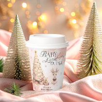 Blush Pink Winter Baby Deer Baby Shower Paper Cups