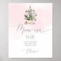 Blush pink Winter Christmas tree mom-osa bar Poster