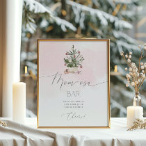 Blush pink Winter Christmas tree mom-osa bar Poster