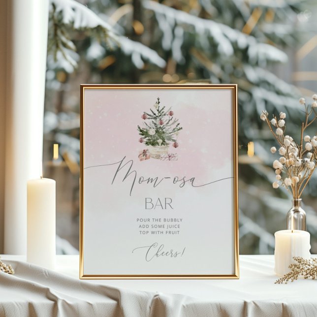Blush pink Winter Christmas tree mom-osa bar Poster (Creator Uploaded)