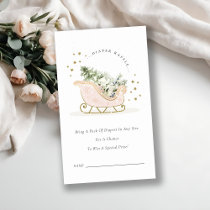 Blush Pink Winter Sleigh Diaper Raffle Baby Shower Enclosure Card