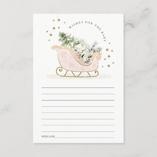 Blush Pink Winter Sleigh Wishes for Baby Shower Enclosure Card
