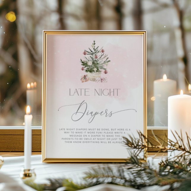 Blush pink winter snowflakes Late night diapers Poster (Creator Uploaded)