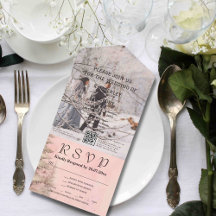 Blush Pink Winter Snowy Pine Tree Photo QR Code