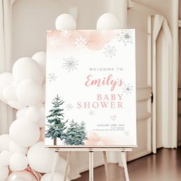 Blush Pink Winter Wonderland Welcome Sign