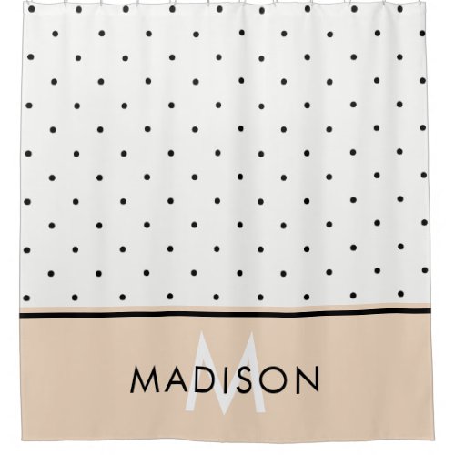 Blush Pink with Black and White Polka Dots Shower Curtain