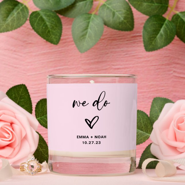 Blush Pink with Casual Script | Wedding Keepsake Scented Candle (Wedding)