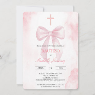 Blush pink with cross baptism  invitation