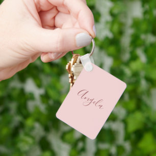 Blush Pink with Dark Name or Monogram Set and Text Keychain