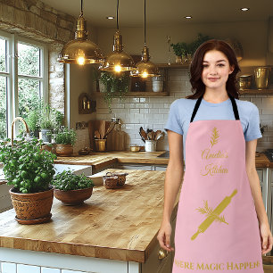Blush Pink with Metallic Gold Rolling Pin and Herb Apron