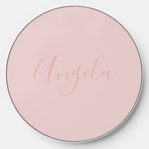 Blush Pink with Name Wireless Charger