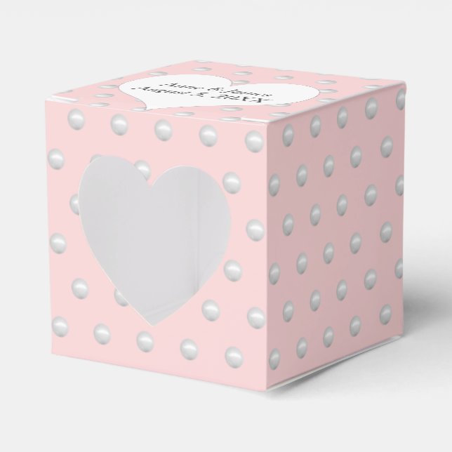 Blush Pink With Pearls Favor Boxes (Front Side)