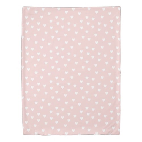 Blush Pink with White Hearts Duvet Cover