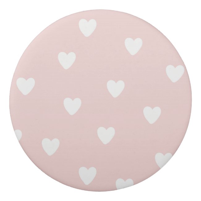 Blush Pink with White Hearts