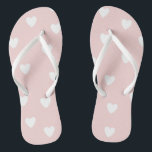 Blush Pink with White Hearts Flip Flops<br><div class="desc">NewParkLane - Flip Flops,  with a cute pattern of hand drawn little white hearts. A cute design for girls or for  a beach wedding.

Check out this collection for matching items. Also available in hot pink.</div>