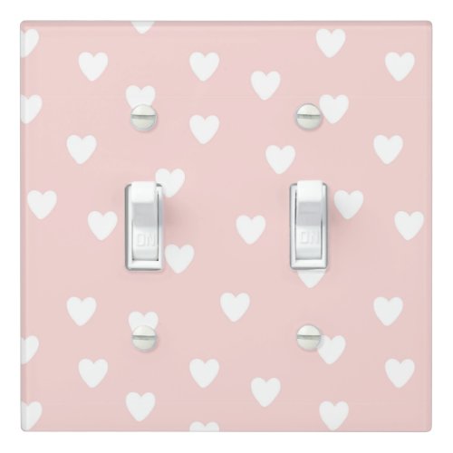 Blush Pink with White Hearts  Kids or Nursery Light Switch Cover