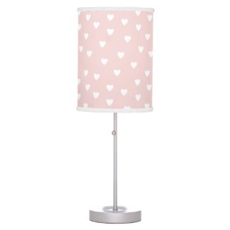 Blush Pink with White Hearts | Kids or Nursery Table Lamp