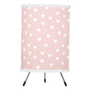 Blush Pink with White Hearts   Kids or Nursery Tripod Lamp