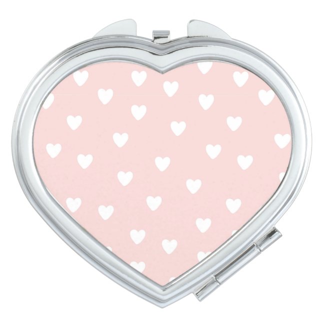 Blush Pink with White Hearts Mirror
