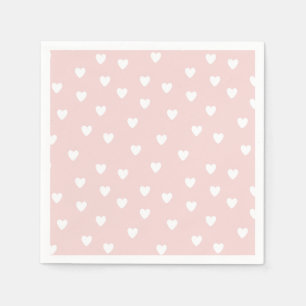 Blush Pink with White Hearts Napkins