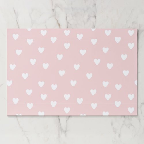 Blush Pink with White Hearts Paper Placemat