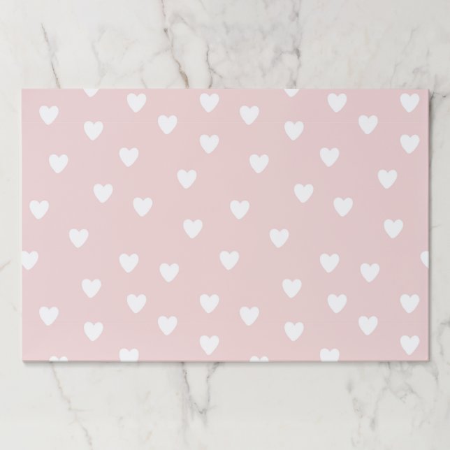 Blush Pink with White Hearts Paper Placemat (Front)